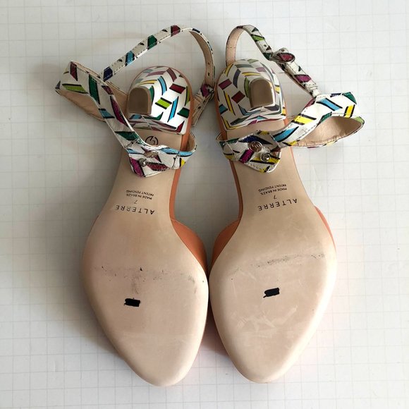 NWOB Alterre blush pink carnaval print interchangeable elsie strap heels mules - Picture 7 of 9